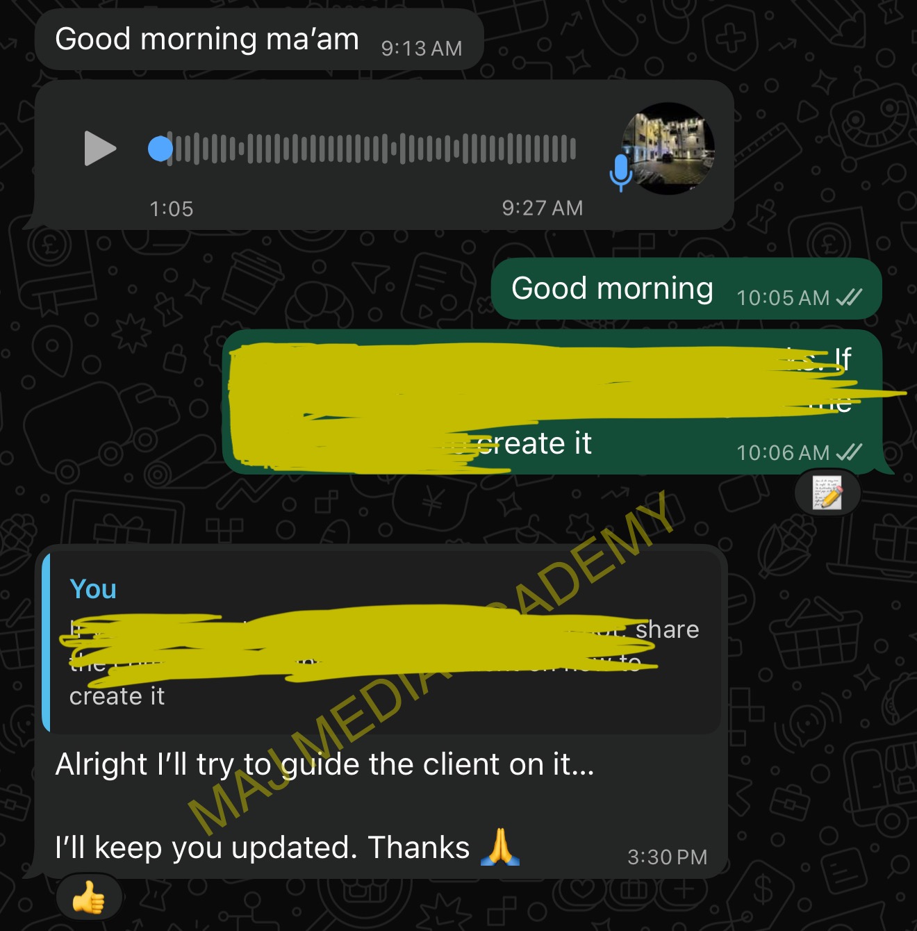 Mentorship voice note guidance